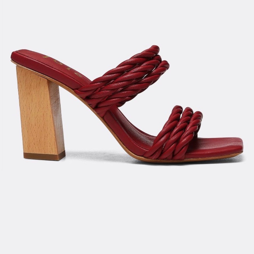 $288 Joie Red Wine Braided Heels